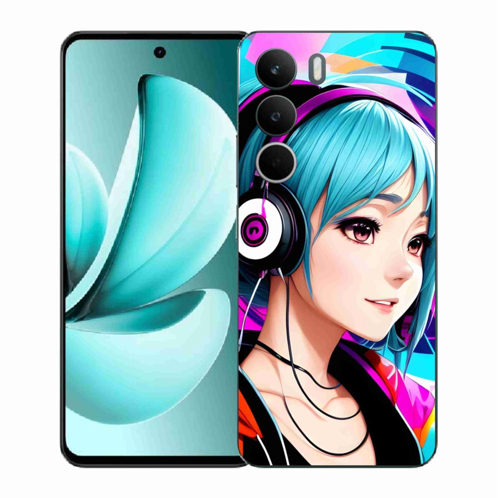 Gélový kryt mmCase na Realme C71 - dievča so slúchadlami