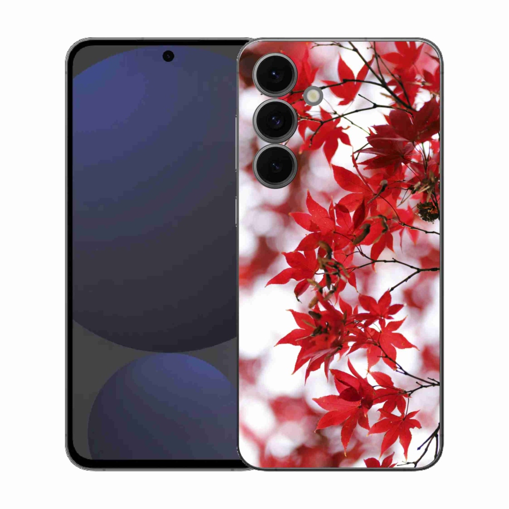 Gélový kryt mmCase na Samsung Galaxy S25 FE - červené listy