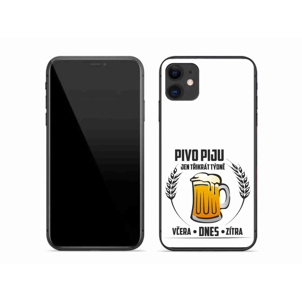 Gélový kryt mmCase na iPhone 11 - pivný motív biele pozadie