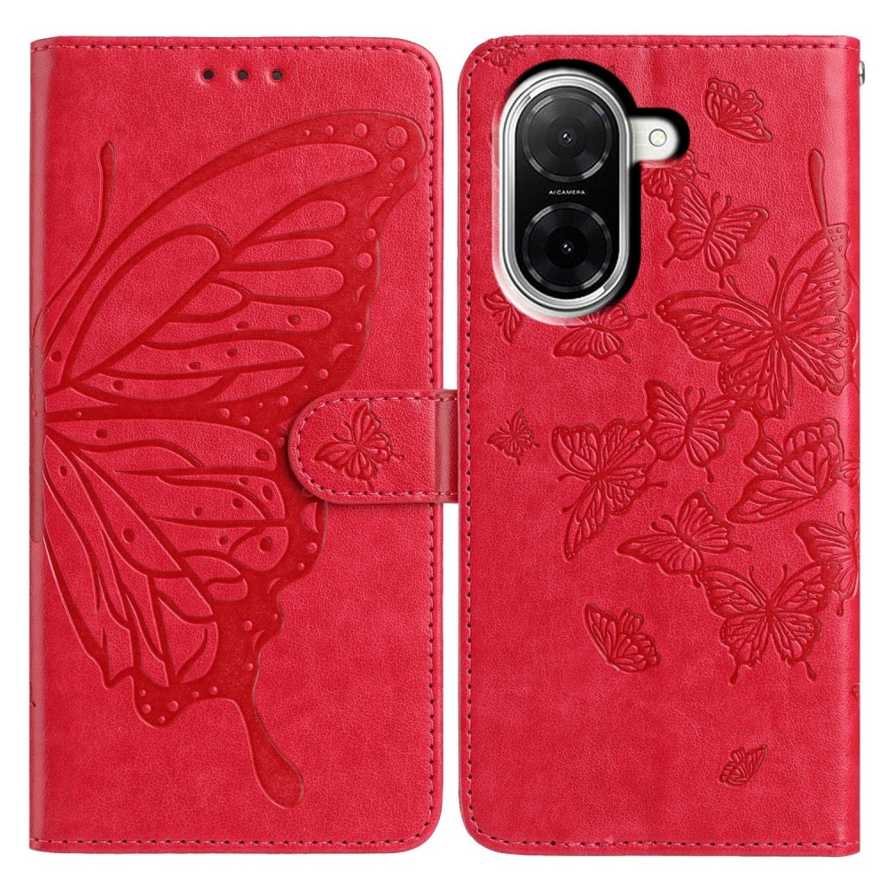 Floral Butterfly knižkové púzdro na Xiaomi Redmi A5 (171.7x77.8x8.3mm) - červené