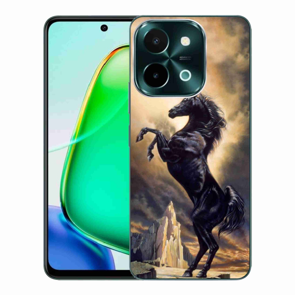 Gélový kryt mmCase na Vivo Y28 - čierny kreslený kôň