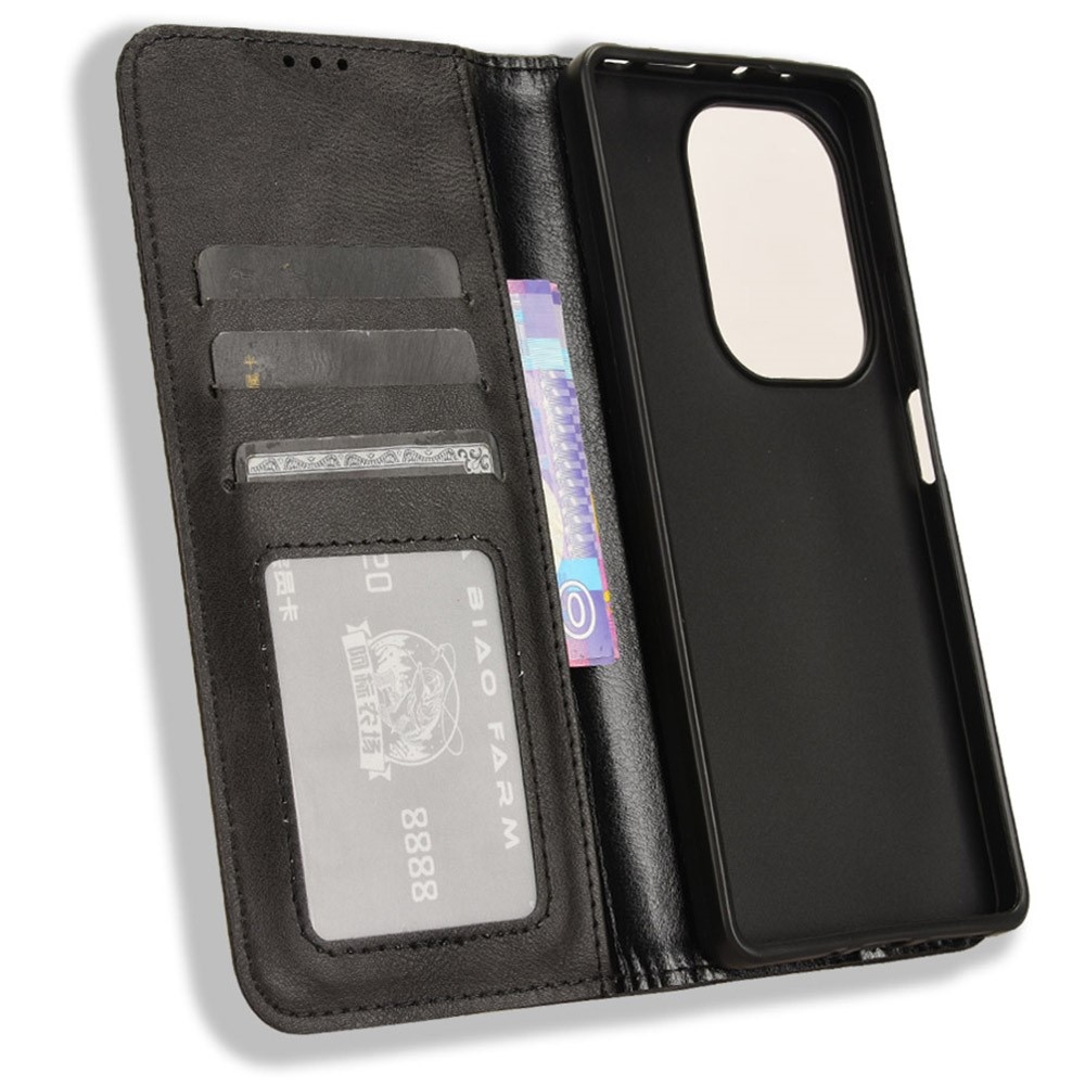 Vintage knižkové púzdro na Xiaomi Redmi Note 14S/Note 13 Pro 4G/Poco M6 Pro - čierne