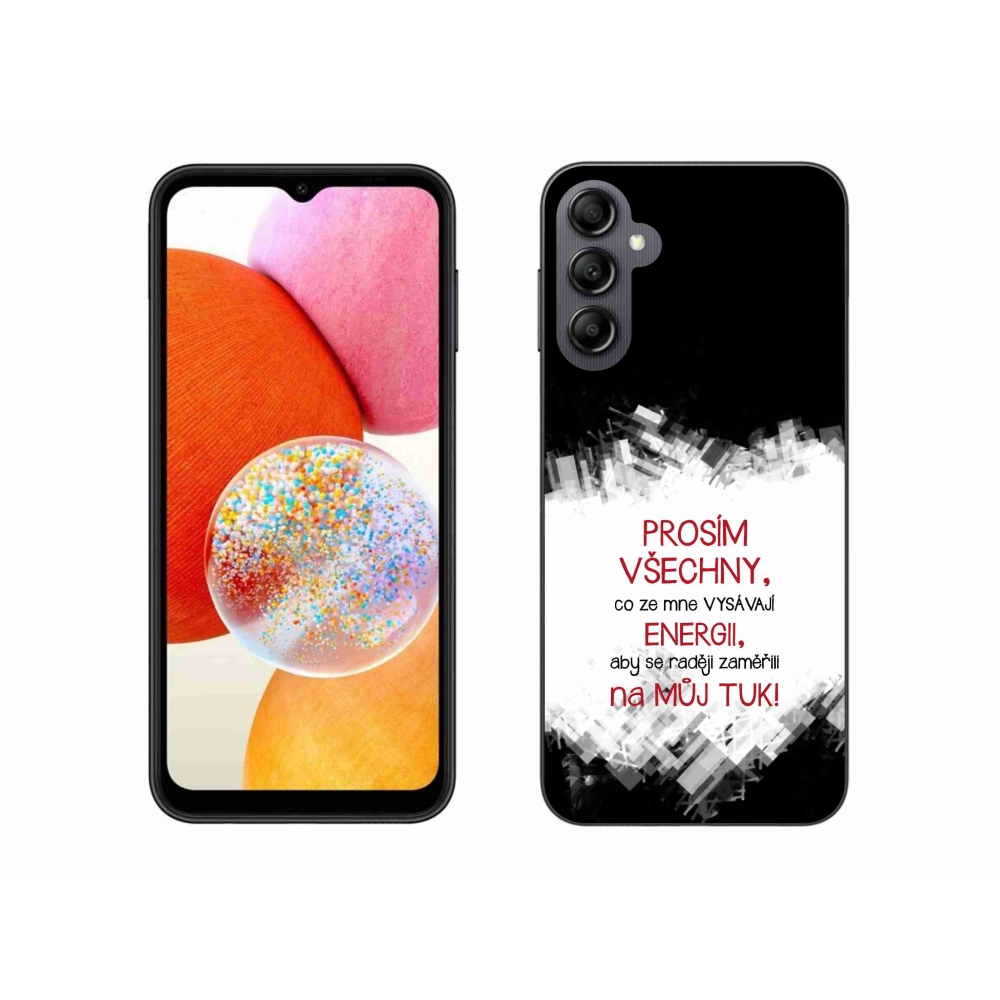 Gélový kryt mmCase na Samsung Galaxy A14 4G/5G - vtipný text 1 červený