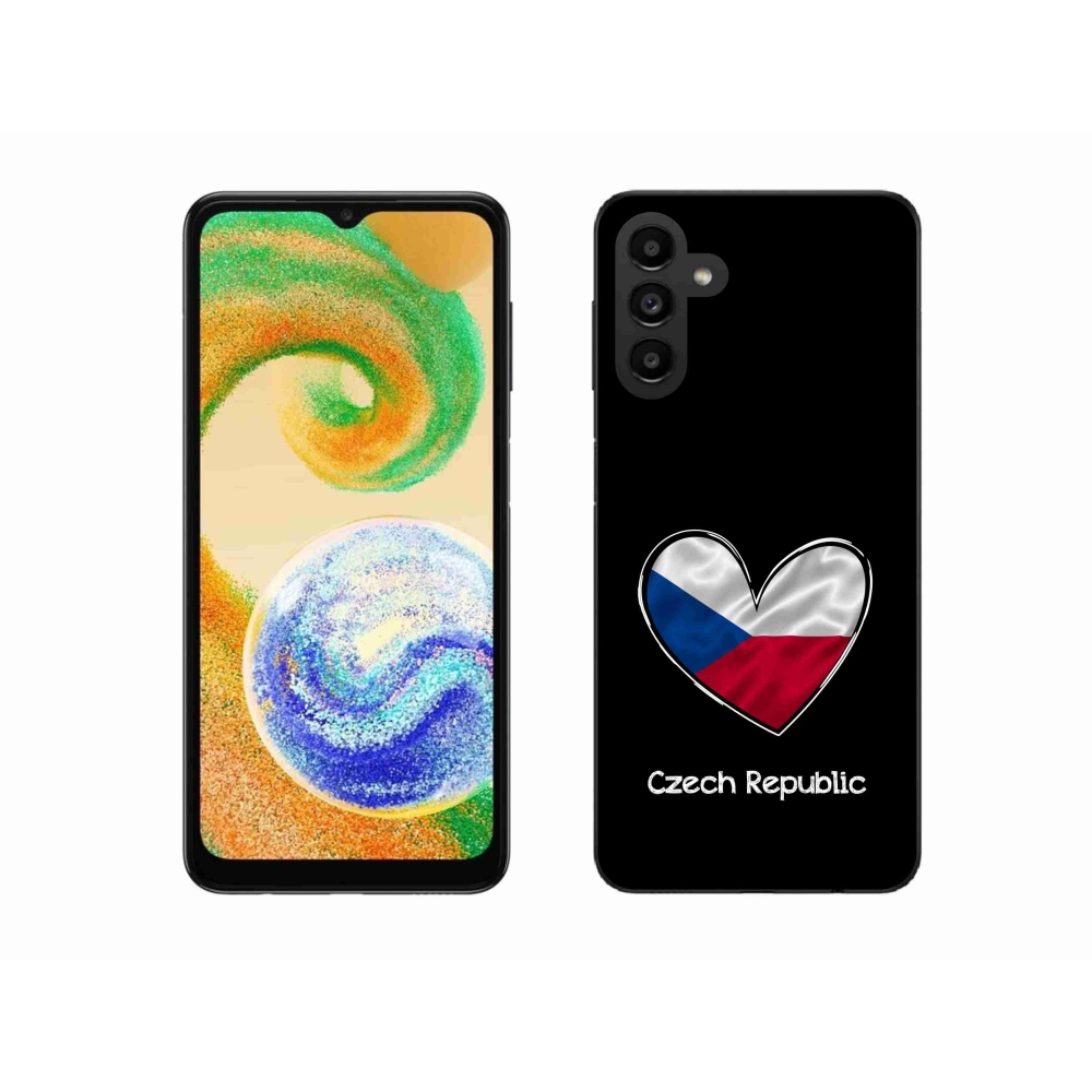 Gélový kryt mmCase na Samsung Galaxy A04s (164.7x76.7x9.1mm) - vlajka srdca čierne pozadie