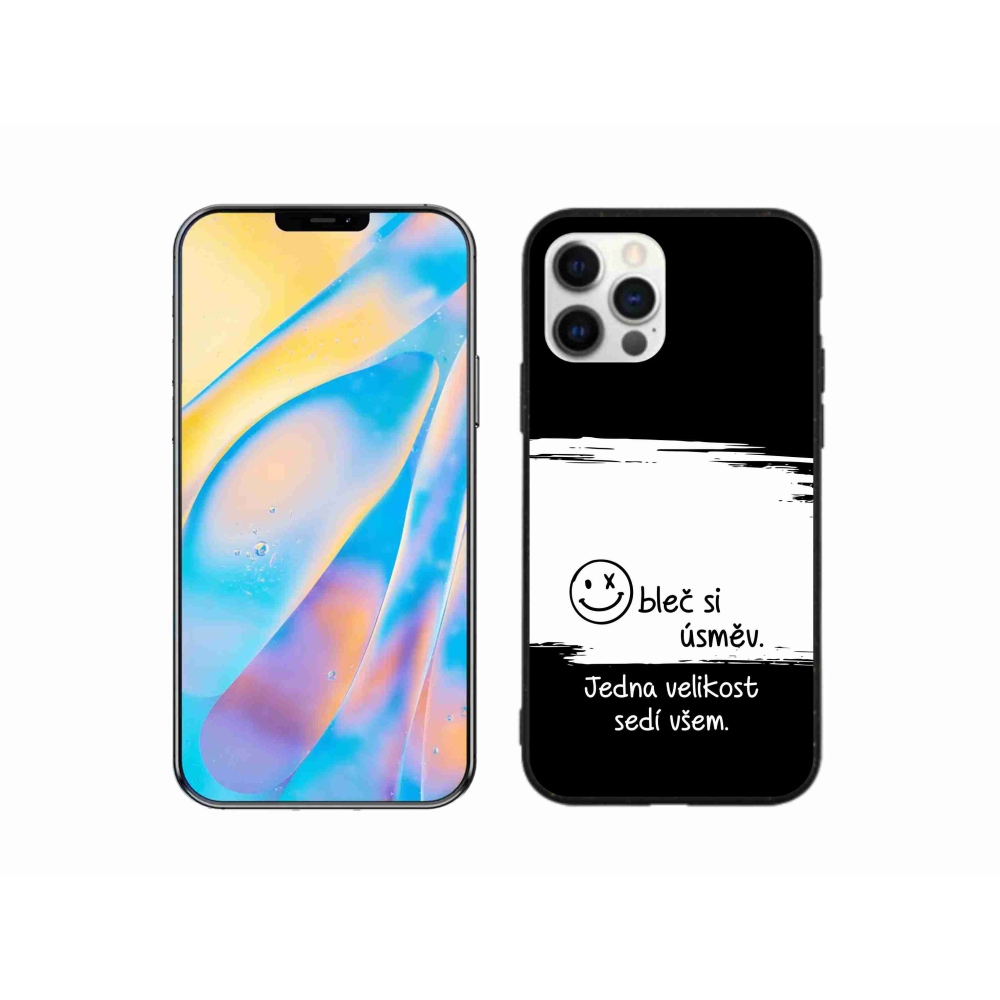 Gélový kryt mmCase na iPhone 12 Pro - vtipný text 8 bieločierne pozadie