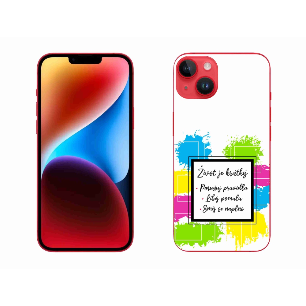 Gélový kryt mmCase na iPhone 14 Plus - citát 5 biele pozadie