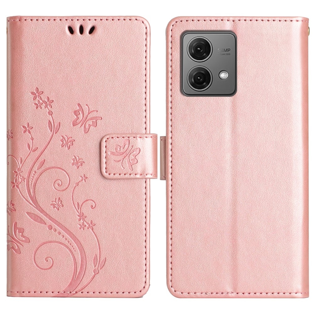 Flowers knižkové púzdro na Motorola Moto G85 5G - ružovozlaté
