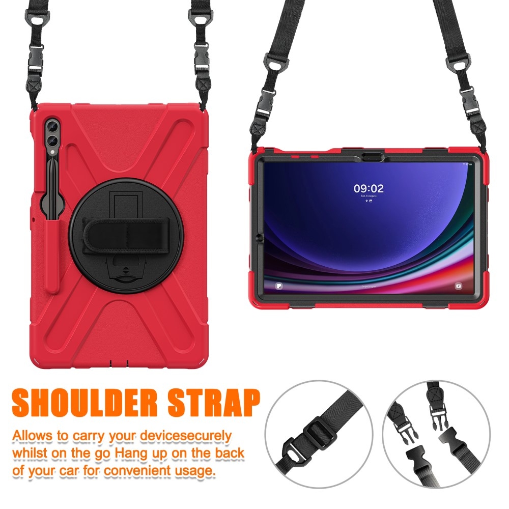 Strap odolný kryt s úchopom na ruku a popruhom na Samsung Galaxy Tab S10+/S9+/S9