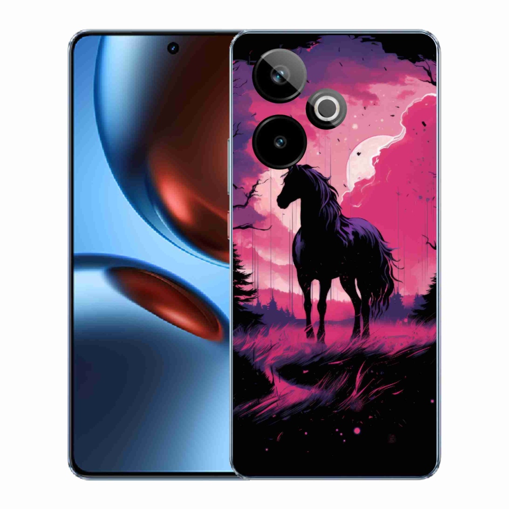 Gélový kryt mmCase na Realme GT 7 5G/GT 7T 5G - čierny kreslený kôň 1