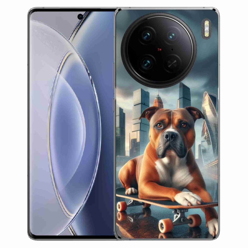 Gélový kryt mmCase na Vivo X90 Pro - pes na skateboarde