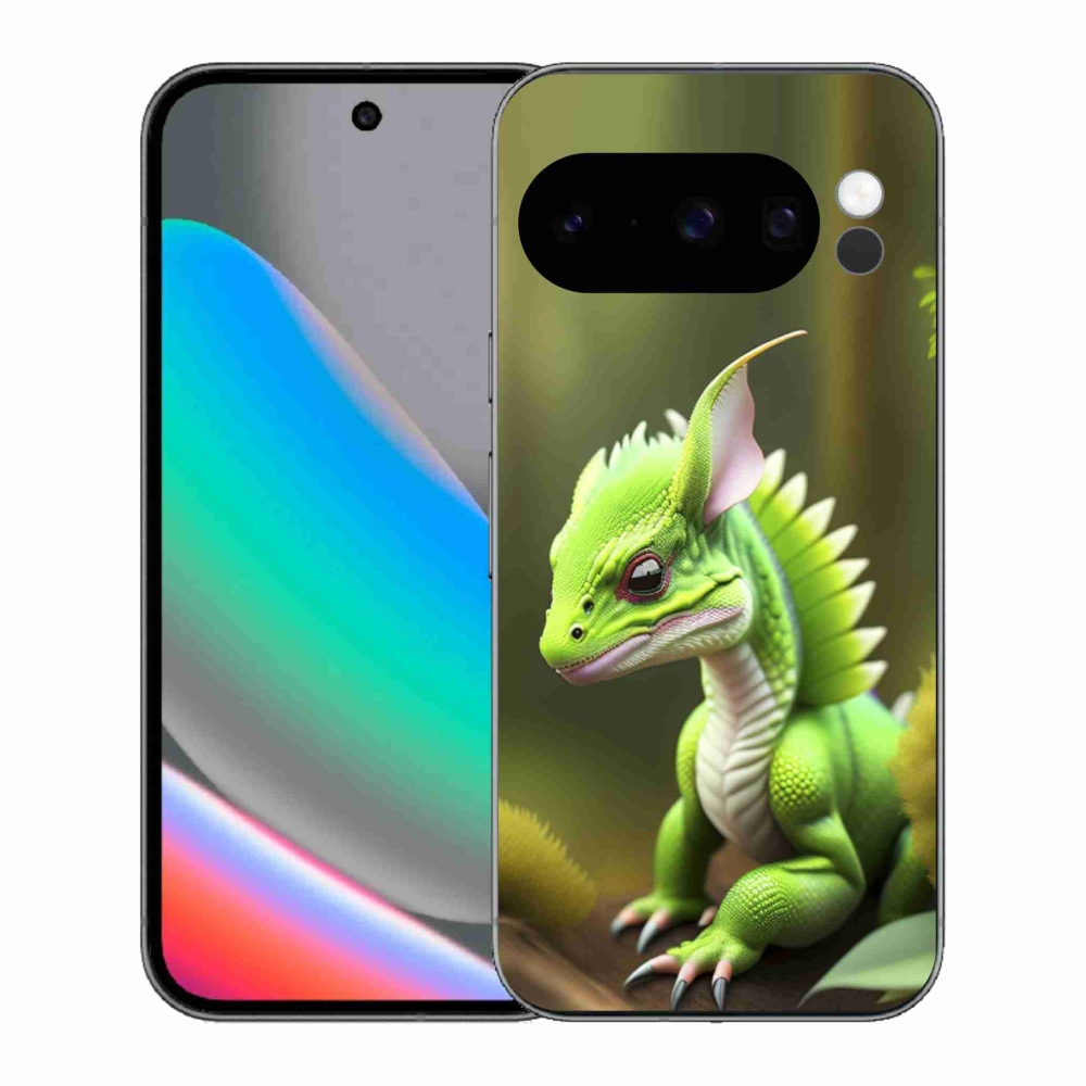 Gélový kryt mmCase na Google Pixel 10 Pro - zelený dráčik