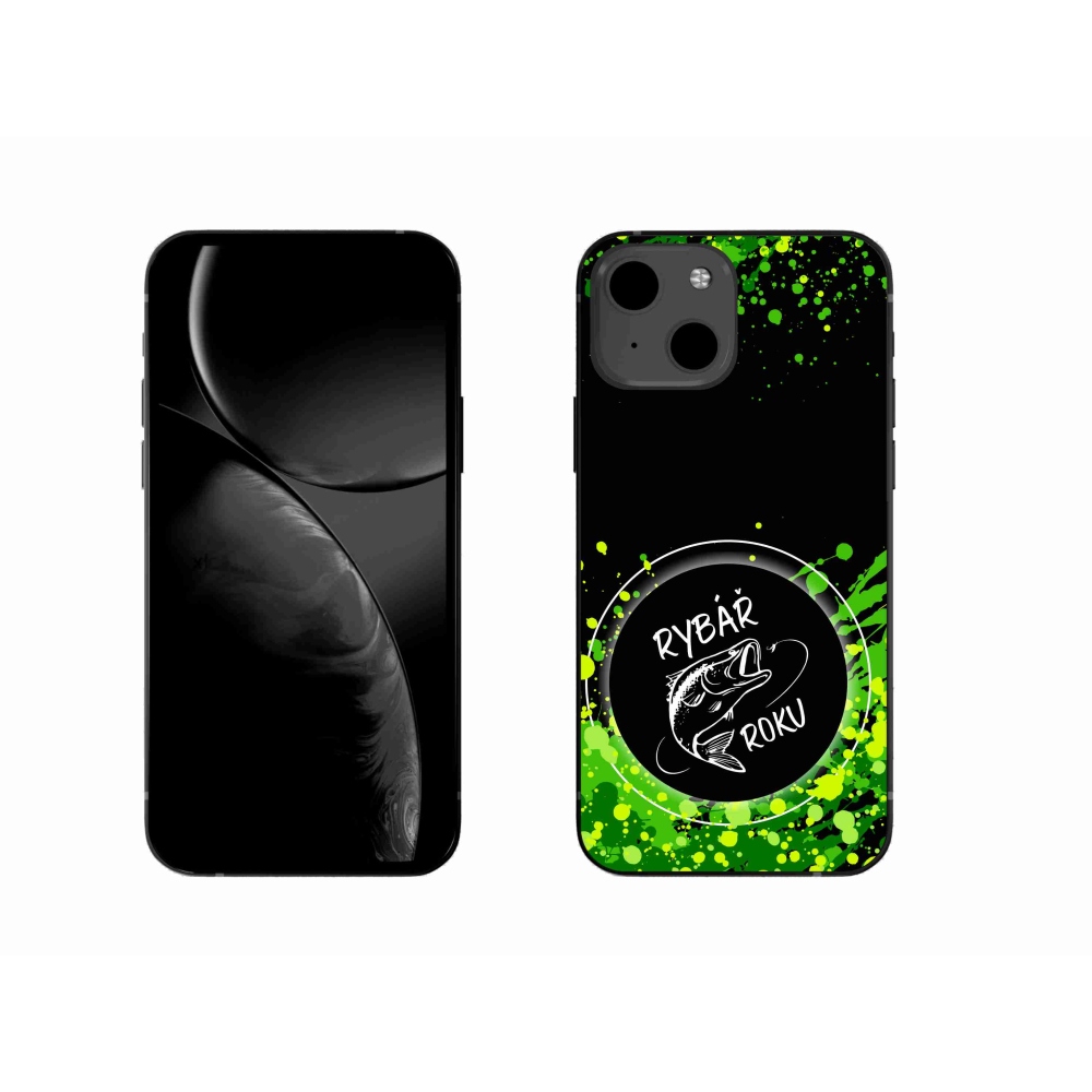 Gélový kryt mmCase na iPhone 13 6.1 - rybár roku čierne pozadie