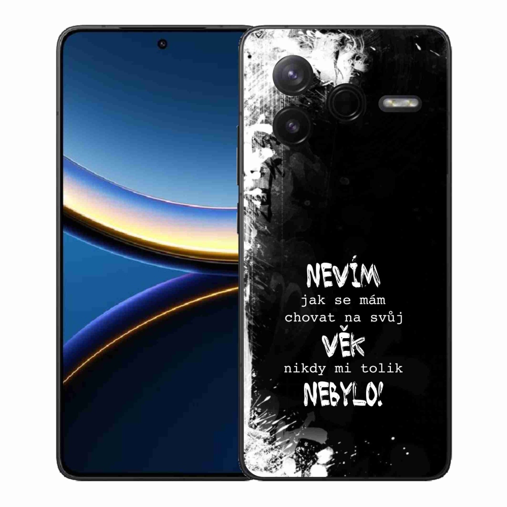 Gélový kryt mmCase na Xiaomi Poco F7 Pro - vtipný text 14 čierne pozadie