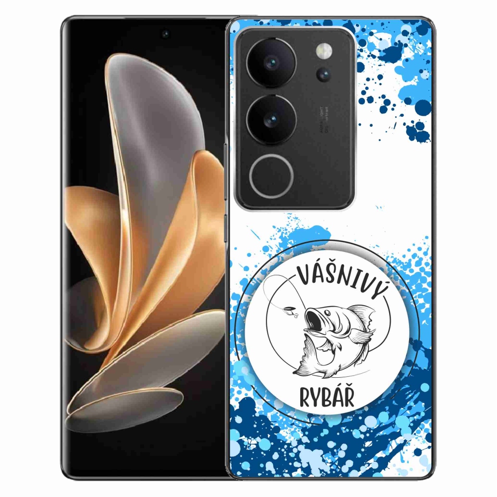 Gélový kryt mmCase na Vivo V29 5G - vášnivý rybár biele pozadie