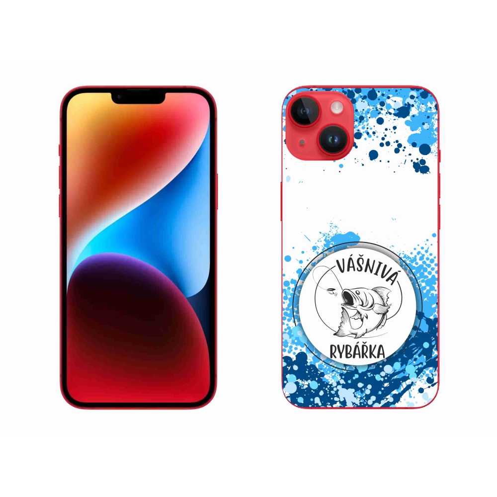 Gélový kryt mmCase na iPhone 14 Plus - vášnivá rybárka biele pozadie