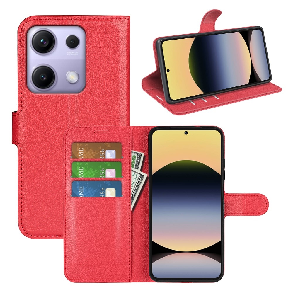Litchi knižkové puzdro na Xiaomi Redmi Note 14S - červené
