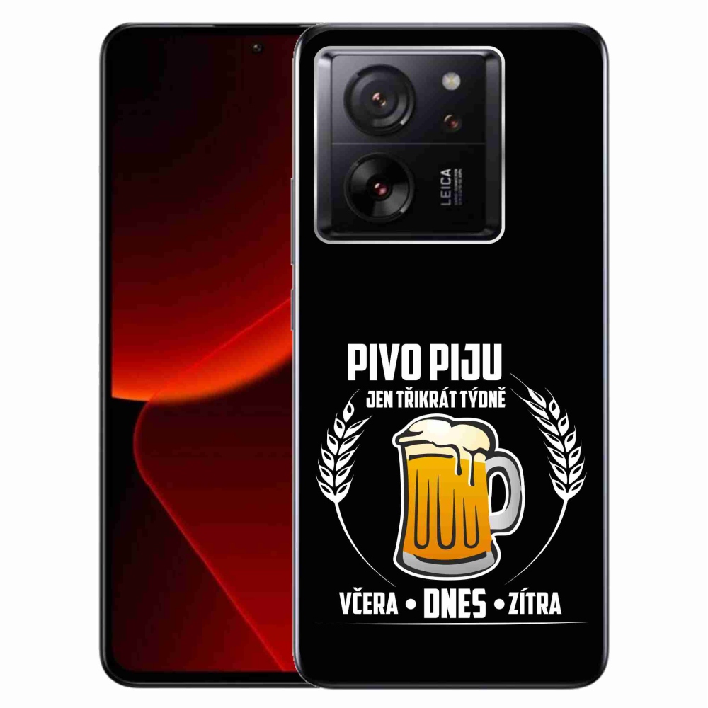 Gélový kryt mmCase na Xiaomi 13T/13T Pro - pivný motív čierne pozadie