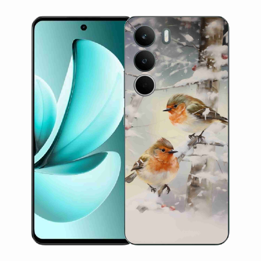 Gélový kryt mmCase na Realme C71 - vtáčiky v zime