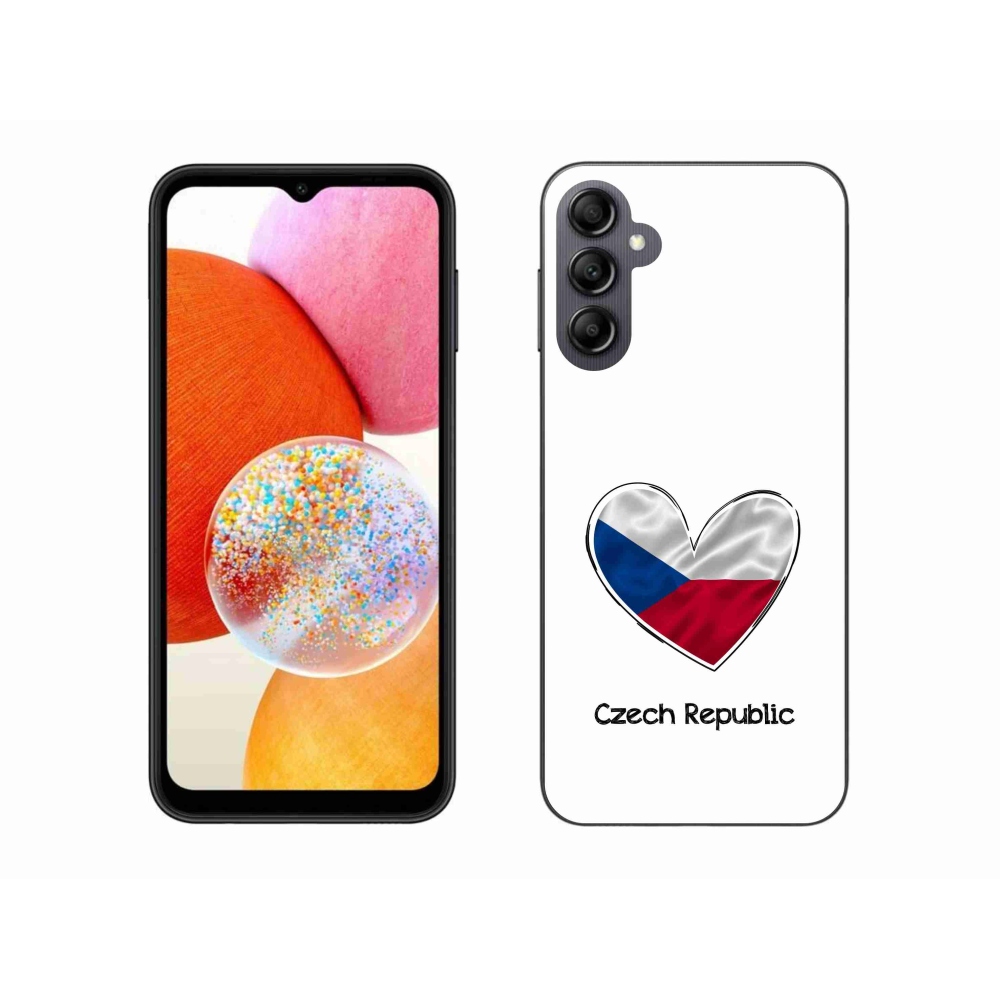 Gélový kryt mmCase na Samsung Galaxy A14 4G/5G - vlajka srdca biele pozadie