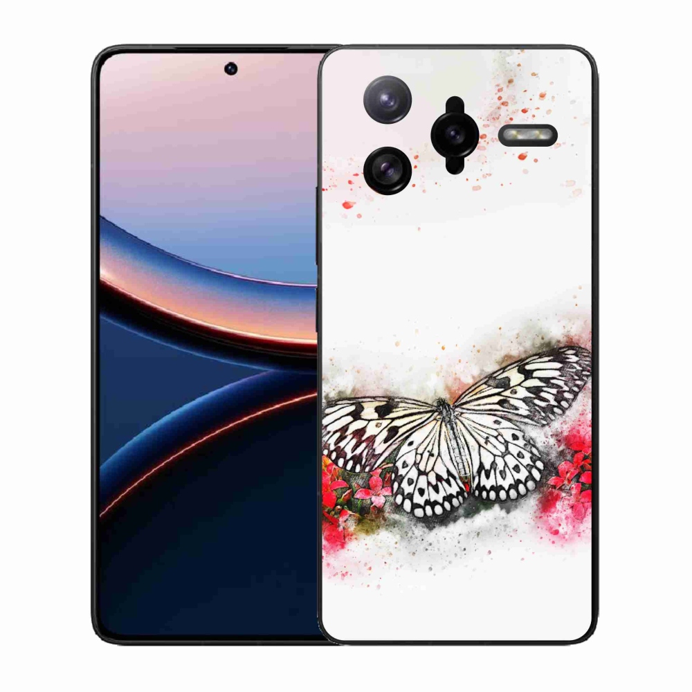 Gélový kryt mmCase na Xiaomi Poco F7 Ultra - čiernobiely motýľ