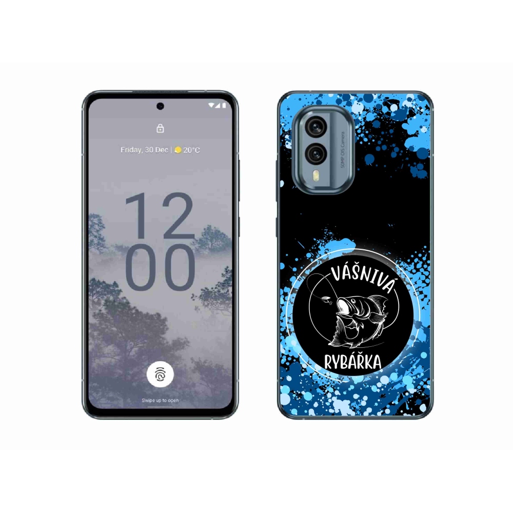 Gélový kryt mmCase na Nokia X30 5G - vášnivá rybárka čierne pozadie