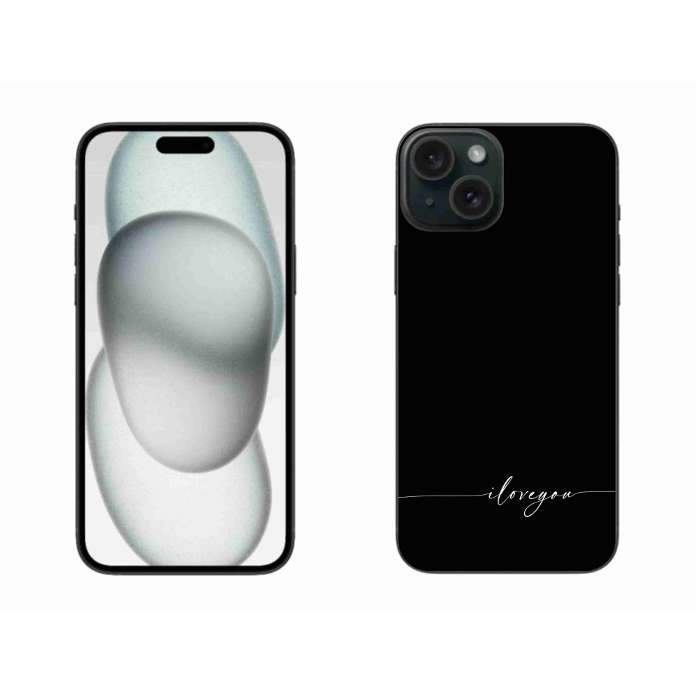 Gélový kryt mmCase na iPhone 15 Plus - I love you čierne pozadie