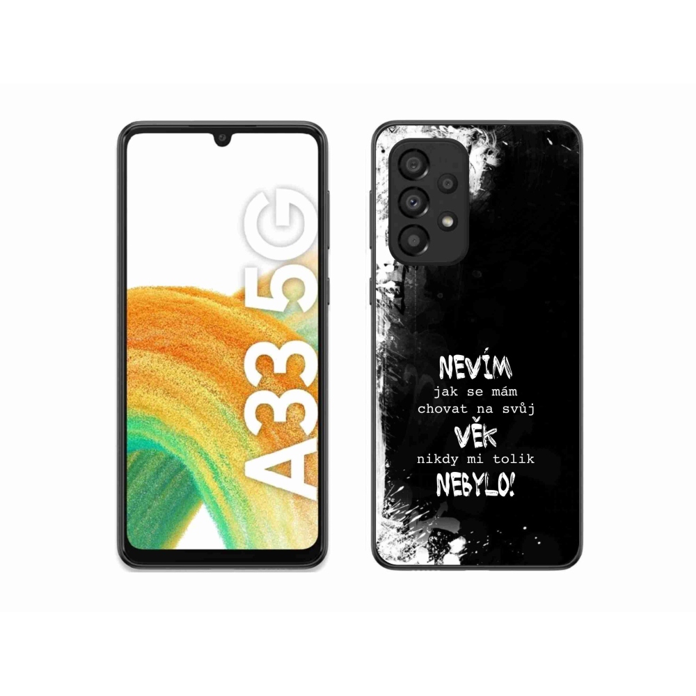 Gélový kryt mmCase na Samsung Galaxy A33 5G - vtipný text 14 čierne pozadie
