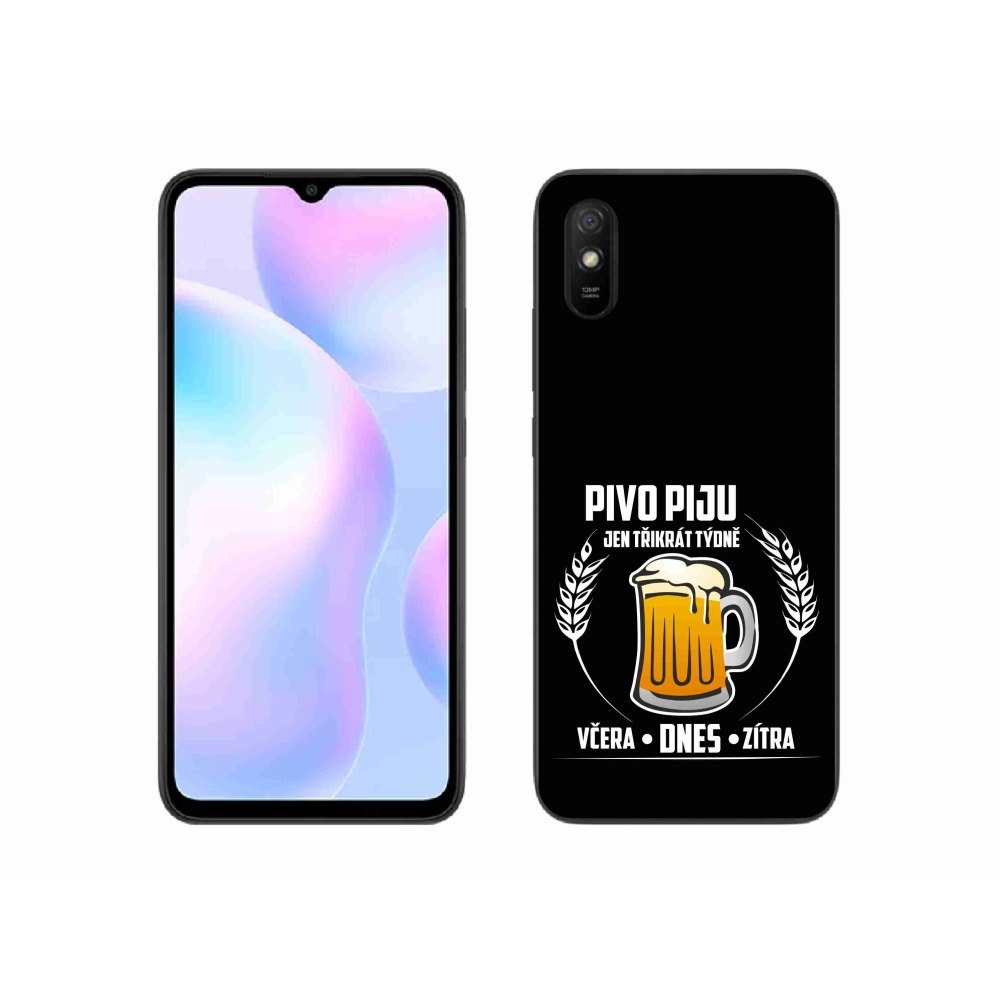 Gélový kryt mmCase na Xiaomi Redmi 9AT - pivný motív čierne pozadie