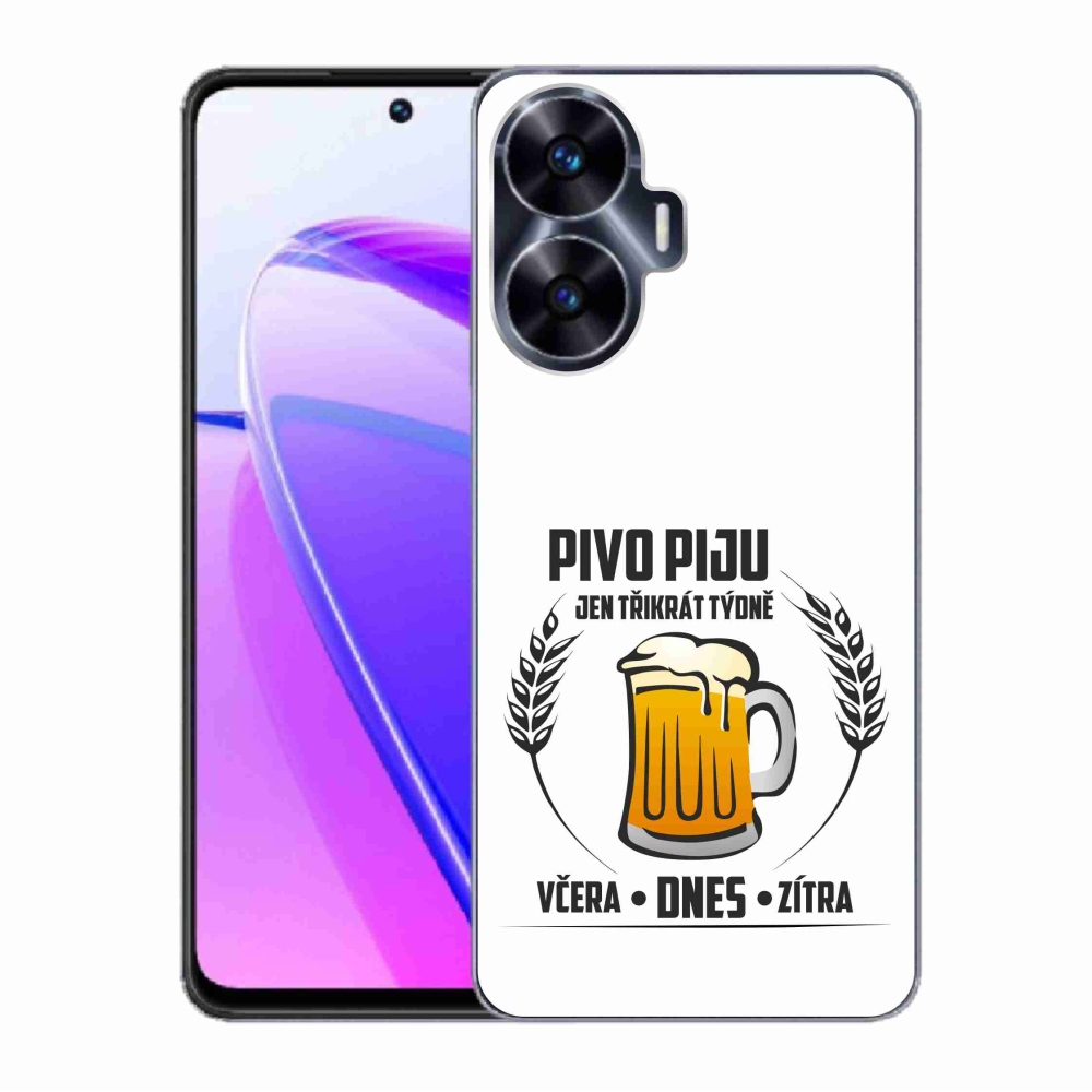 Gélový kryt mmCase na Realme C55 - pivný motív biele pozadie