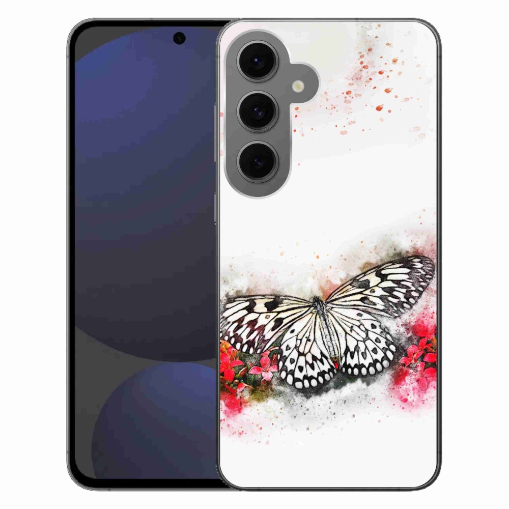 Gélový kryt mmCase na Samsung Galaxy S24 FE - čiernobiely motýľ