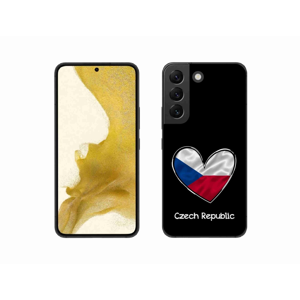 Gélový kryt mmCase na Samsung Galaxy S22 5G - vlajka srdca čierne pozadie