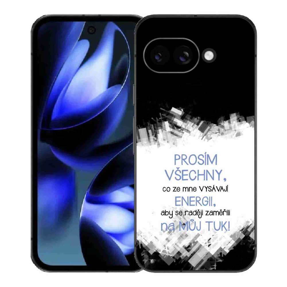 Gélový kryt mmCase na Google Pixel 9a - vtipný text 1 modrý