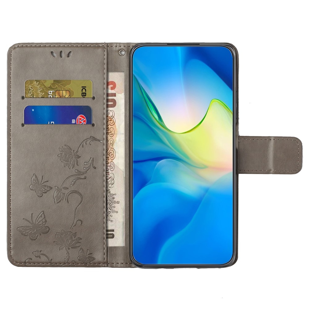 Flower knižkové púzdro na Samsung Galaxy M15 5G - šedé