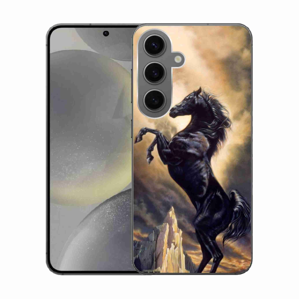 Gélový kryt mmCase na Samsung Galaxy S24 - čierny kreslený kôň