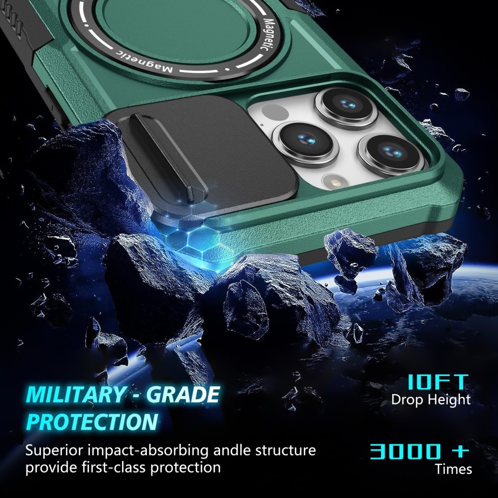 Military odolný kryt s MagSafe na iPhone 14 Pro Max - tmavozelený