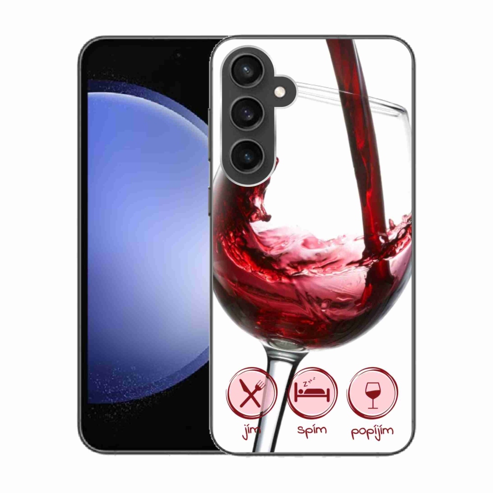 Gélový obal mmCase na Samsung Galaxy S23 FE - pohár vína červené