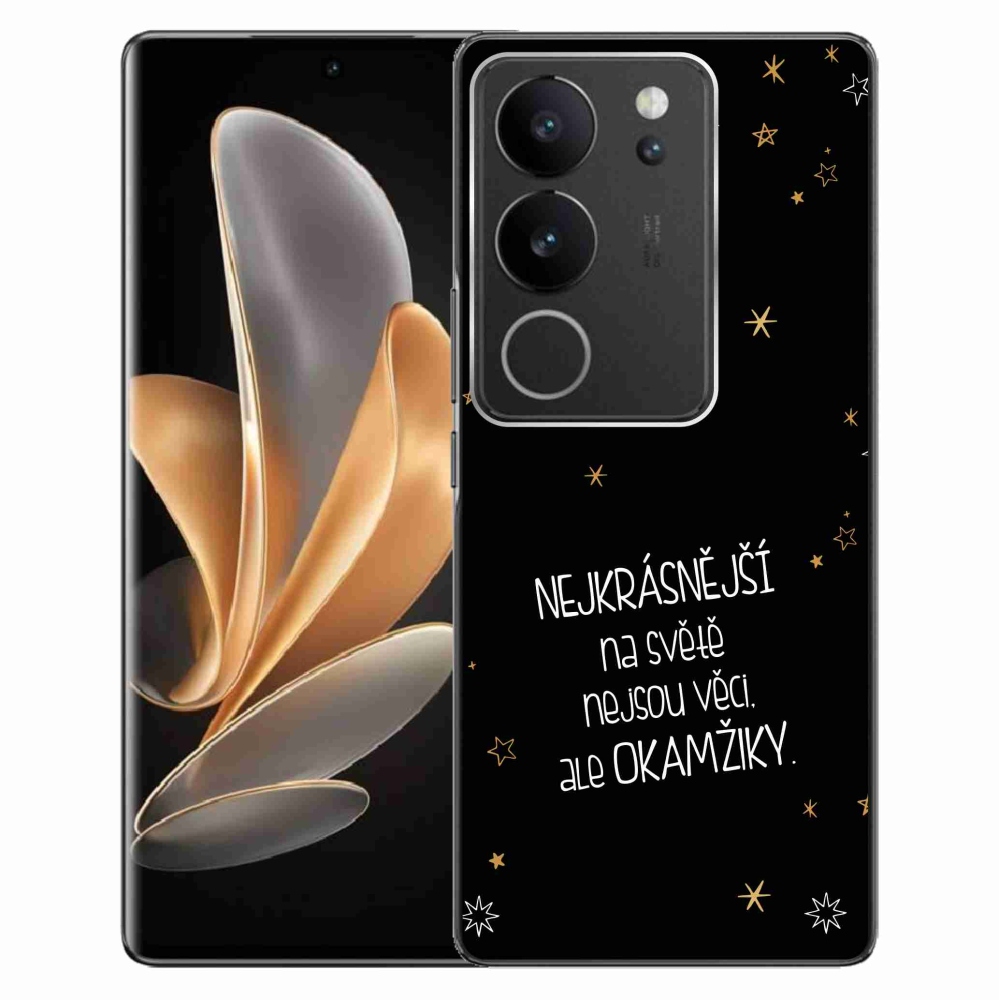 Gélový kryt mmCase na Vivo V29 5G - citát 4 čierne pozadie