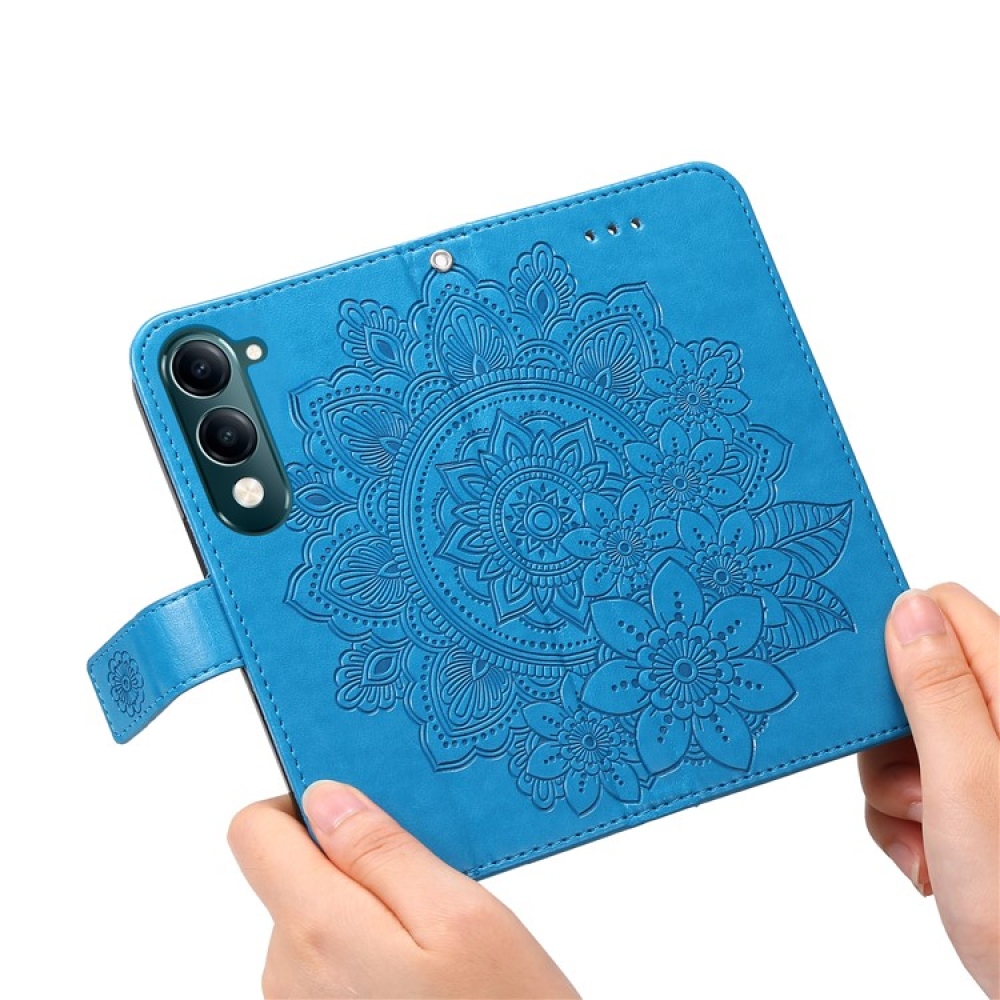 Floral knižkové púzdro na Vivo Y29s 5G - modré