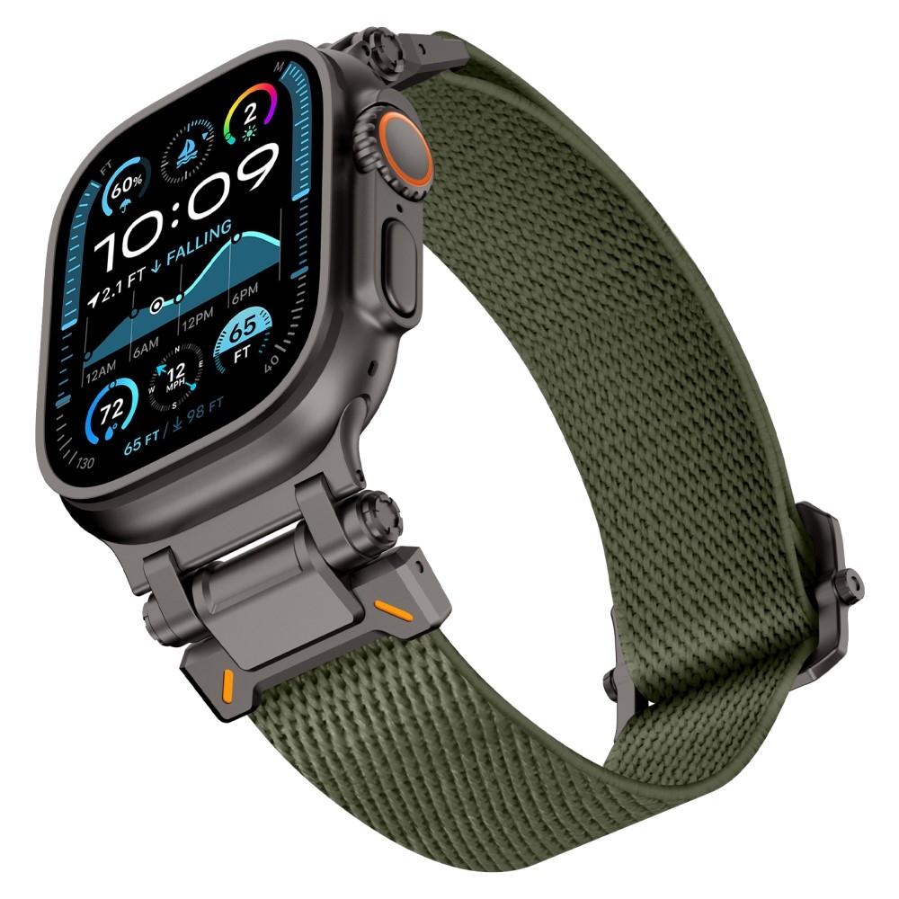 Metal nylonový remienok na Apple Watch Ultra/Ultra 2 49mm/SE/SE 2022/2023 44mm/10 46mm/9/8/7 45mm/6/5/4 44mm/3/2/1 42 mm - zelený