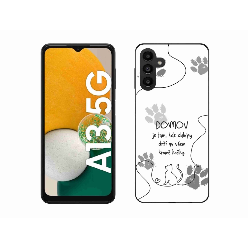 Gélový kryt mmCase na Samsung Galaxy A13 5G - mačacie motív biele pozadie