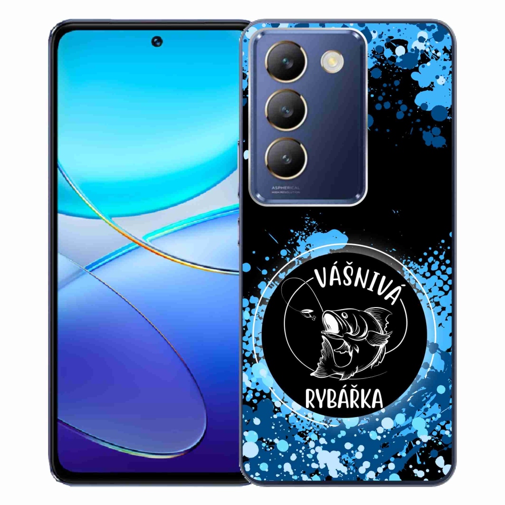 Gélový kryt mmCase na Vivo V40 SE 4G/5G - vášnivá rybárka čierne pozadie