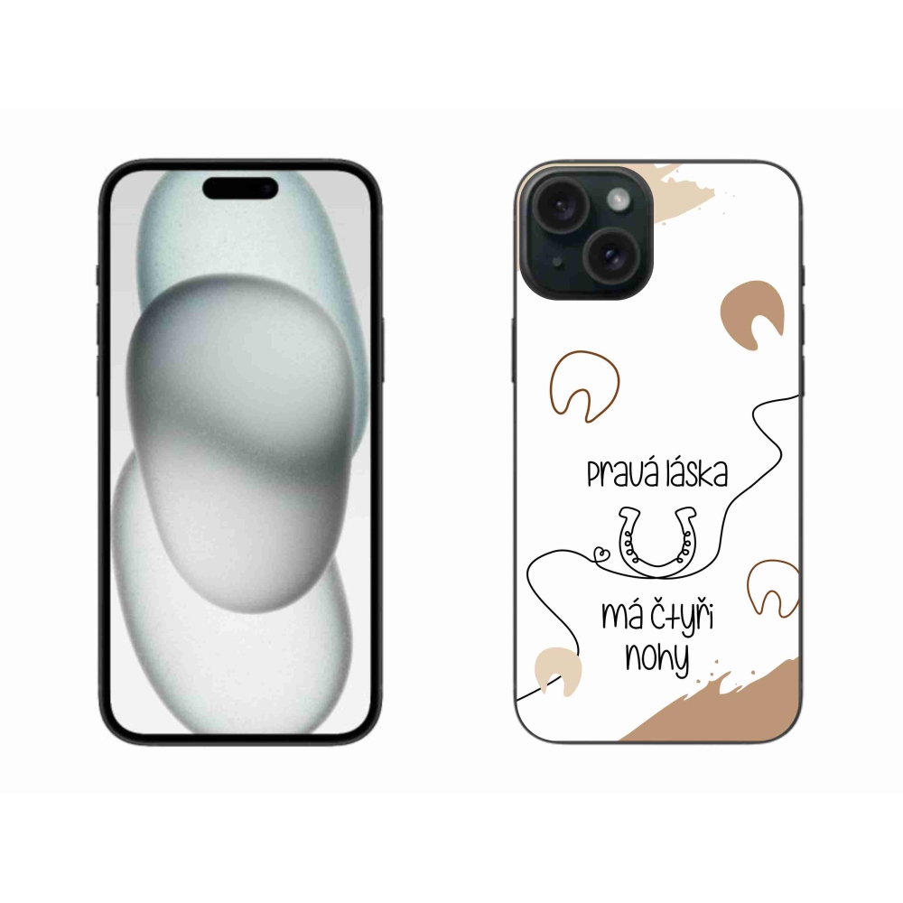 Gélový kryt mmCase na iPhone 15 Plus - konský motív biele pozadie