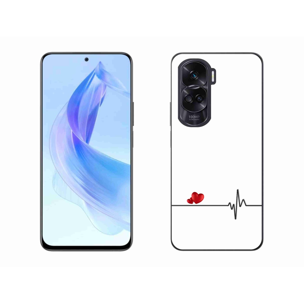 Gélový kryt mmCase na Honor 90 Lite - srdce a tep biele pozadie