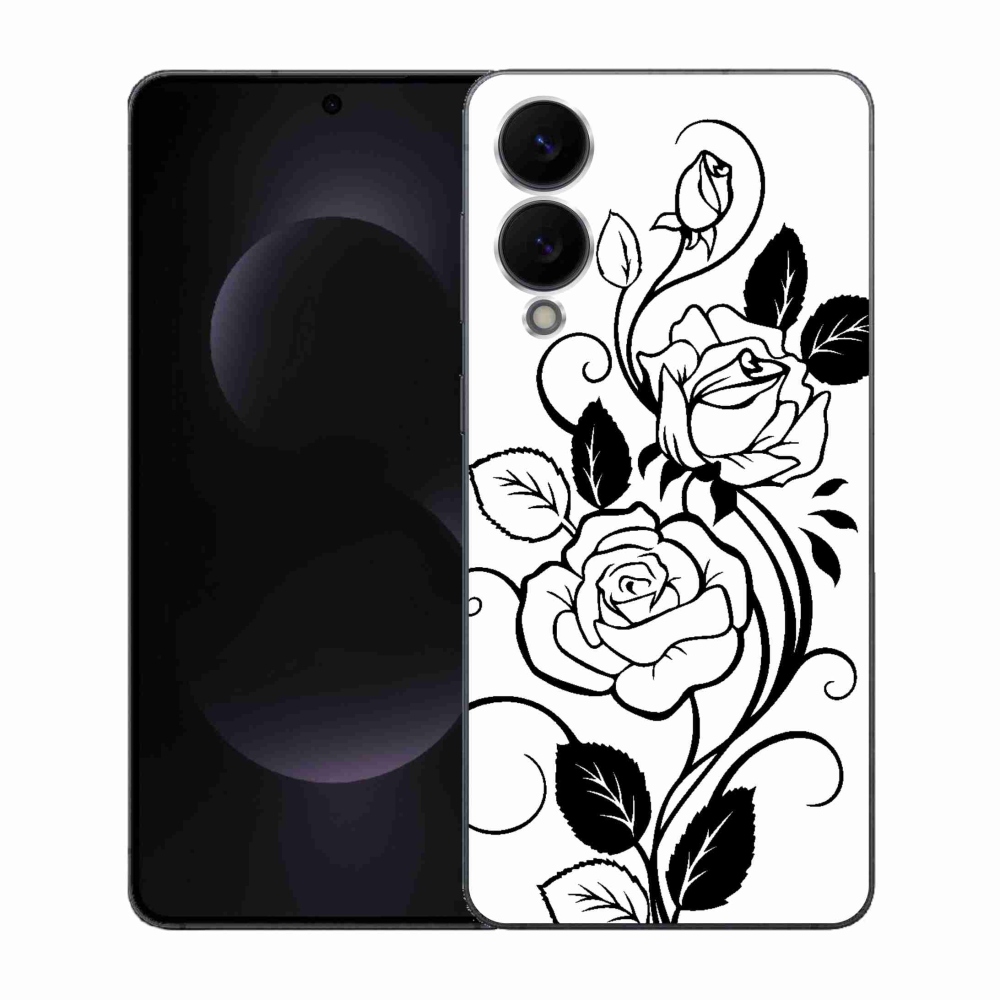 Gélový kryt mmCase na Samsung Galaxy S25 Edge - čiernobiela ruža