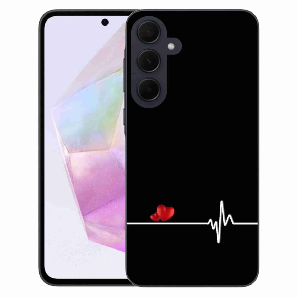 Gélový kryt mmCase na Samsung Galaxy A35 5G - srdce a tep čierne pozadie
