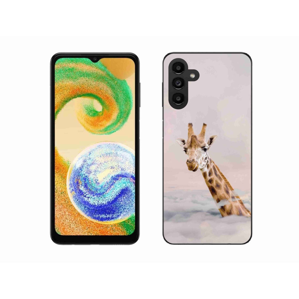 Gélový kryt mmCase na Samsung Galaxy A04s (164.7x76.7x9.1mm) - žirafa v oblakoch