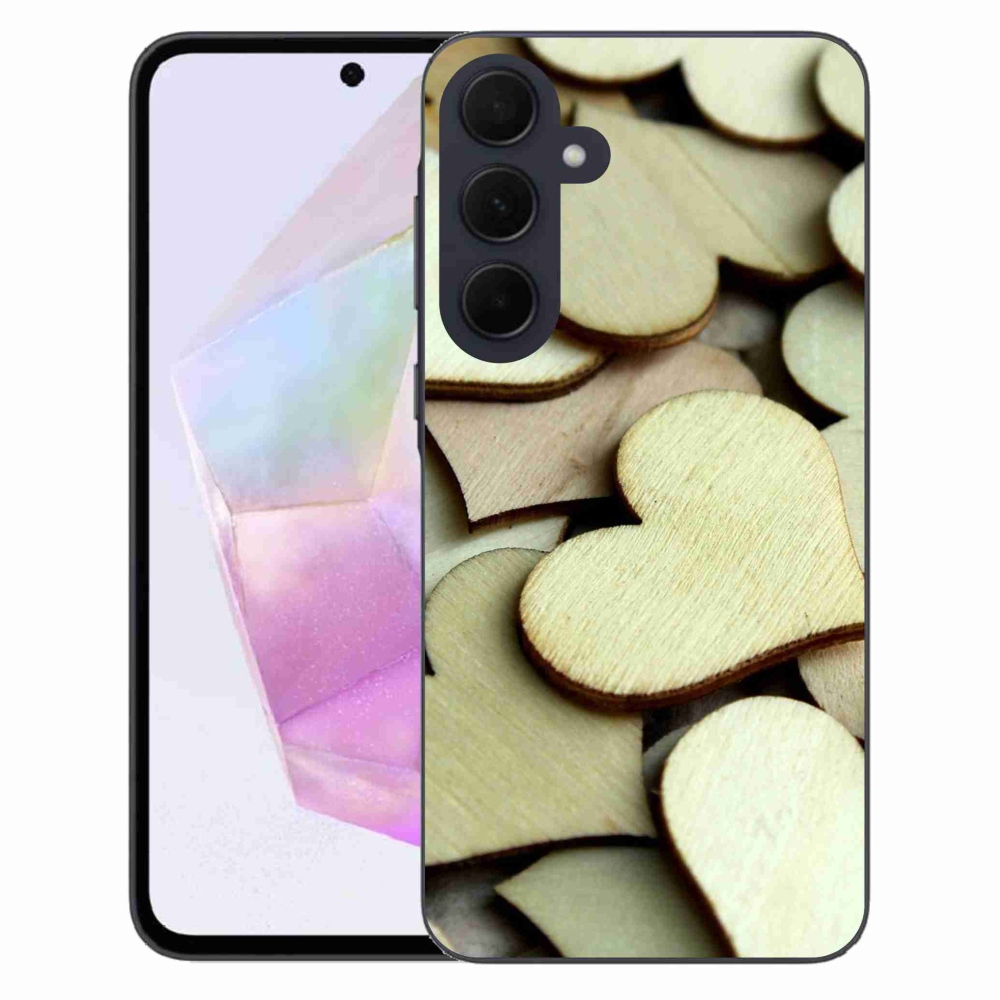 Gélový kryt mmCase na Samsung Galaxy A35 5G - drevené srdiečka