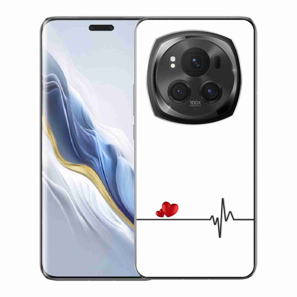 Gélový kryt mmCase na Honor Magic 6 Pro 5G - srdce a tep biele pozadie