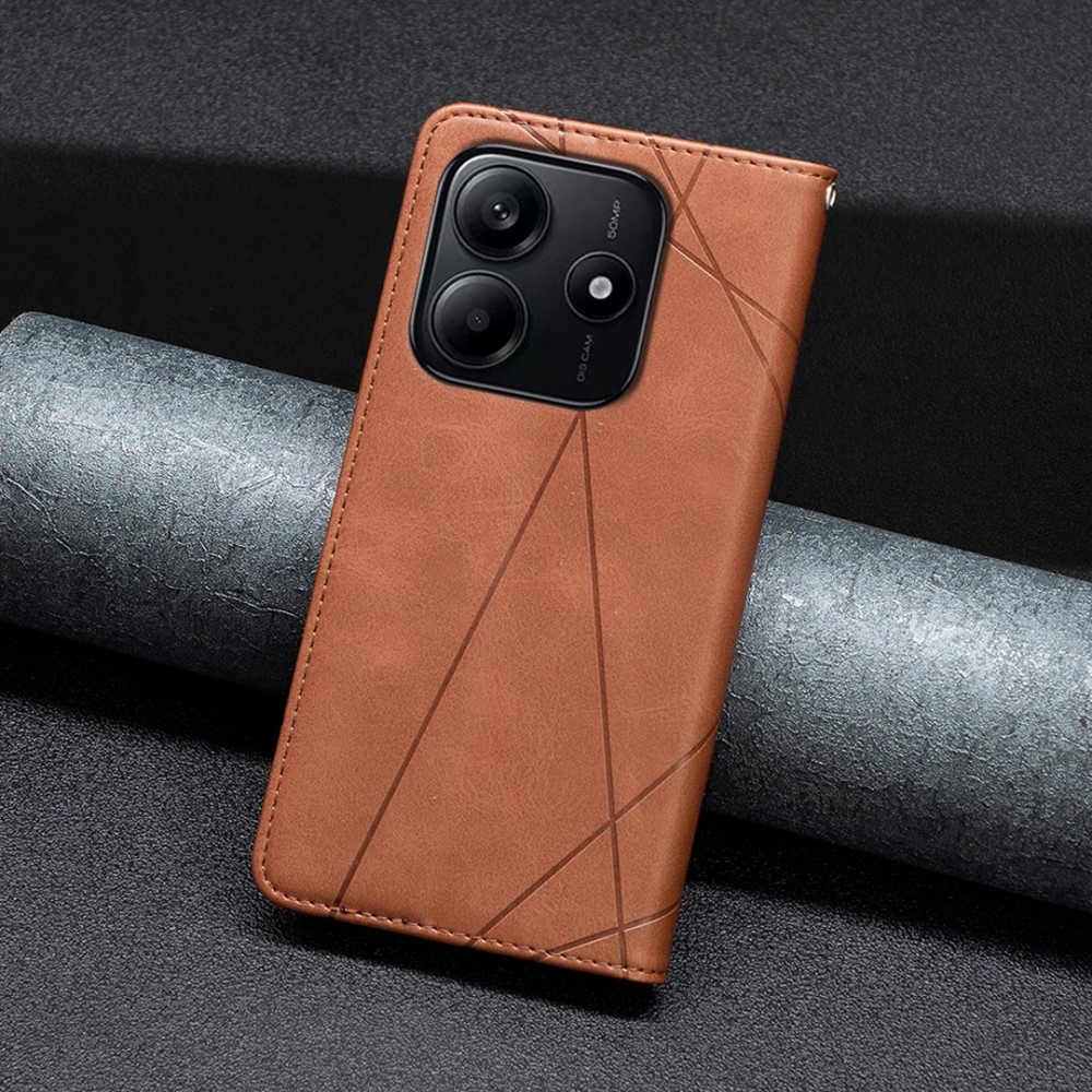 Triangle knižkové púzdro na Xiaomi Redmi Note 14 - hnedé