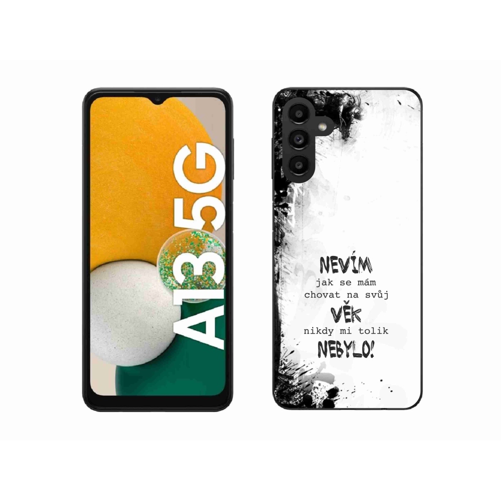 Gélový kryt mmCase na Samsung Galaxy A13 5G - vtipný text 14 biele pozadie